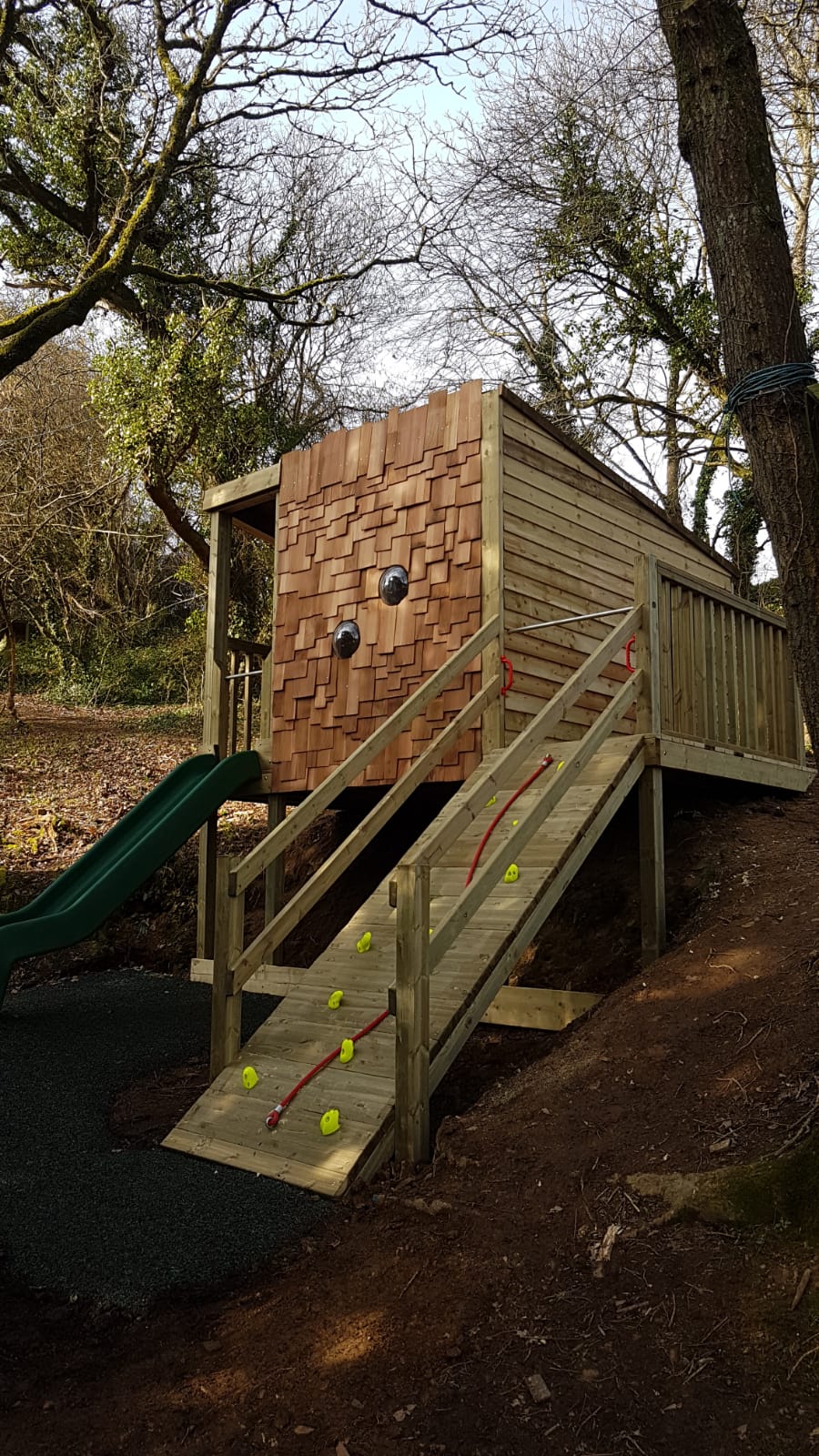 A wooden play house for Holywell School in North Devon