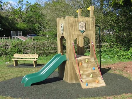 Wooden play tower in playground